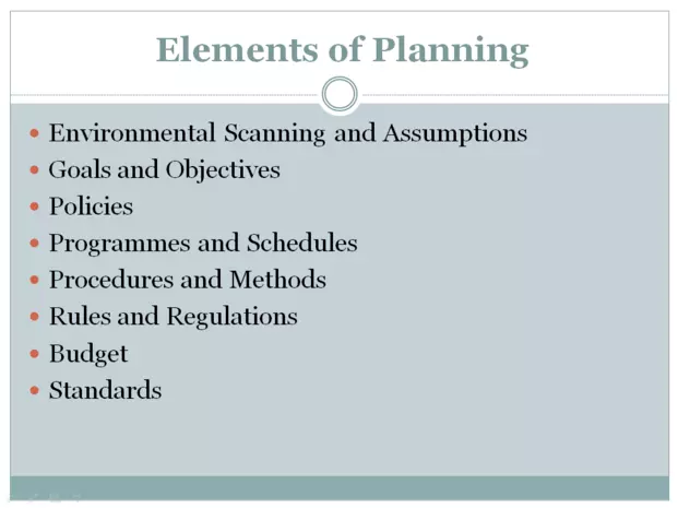 ELEMENTS OF PLANNING
