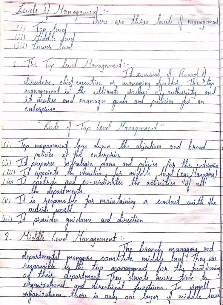 principles of management handwritten notes