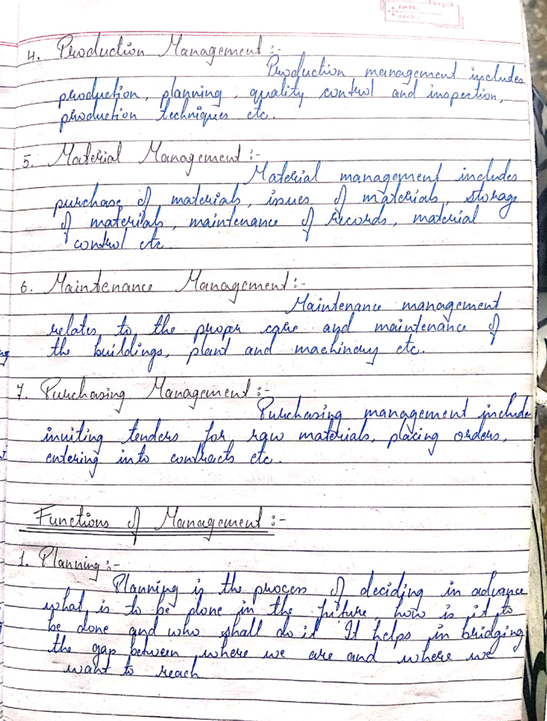 principles of management handwritten notes