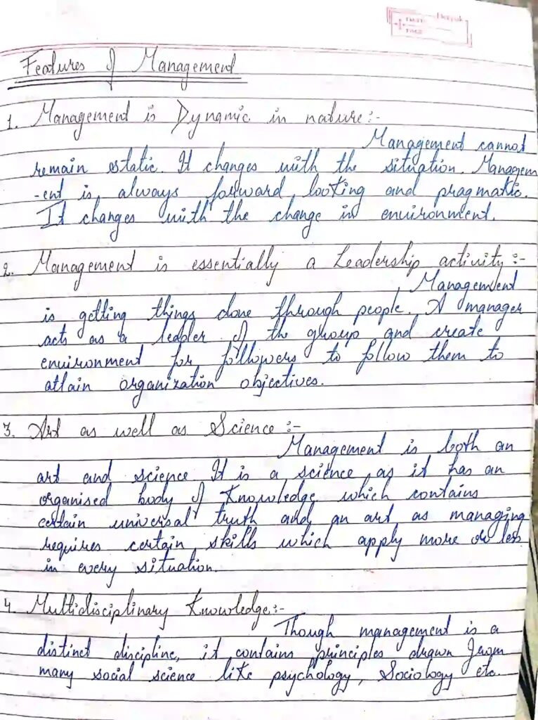 principles of management handwritten notes