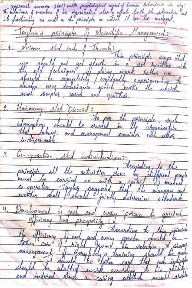 principles of management handwritten notes