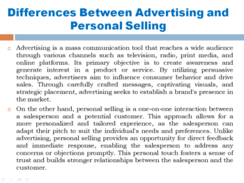 Differences Between Advertising and Personal Selling